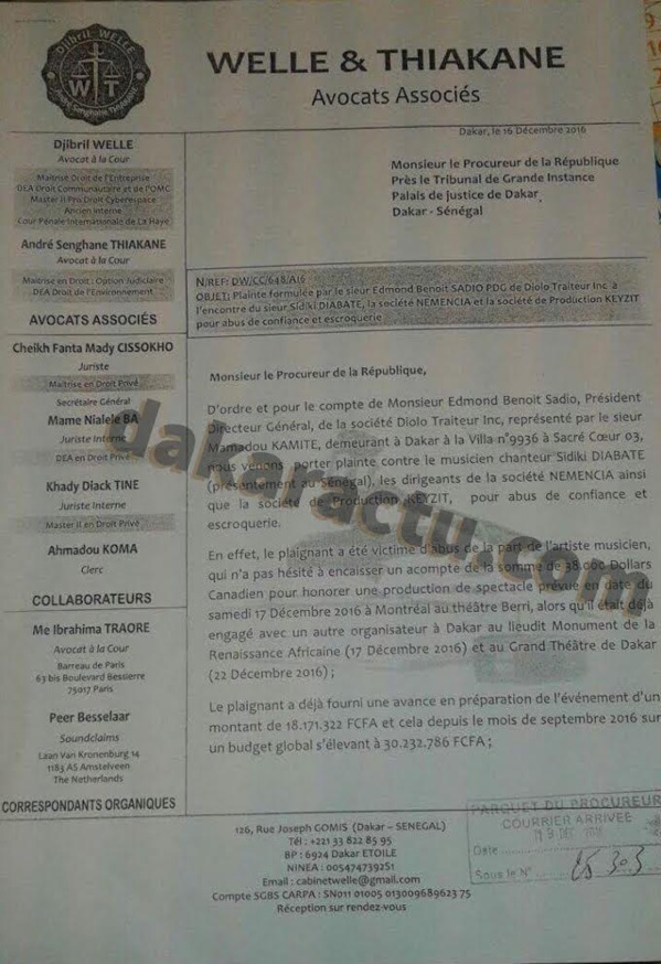 Senegal Escroquerie Et Abus De Confiance Une Plainte Contre