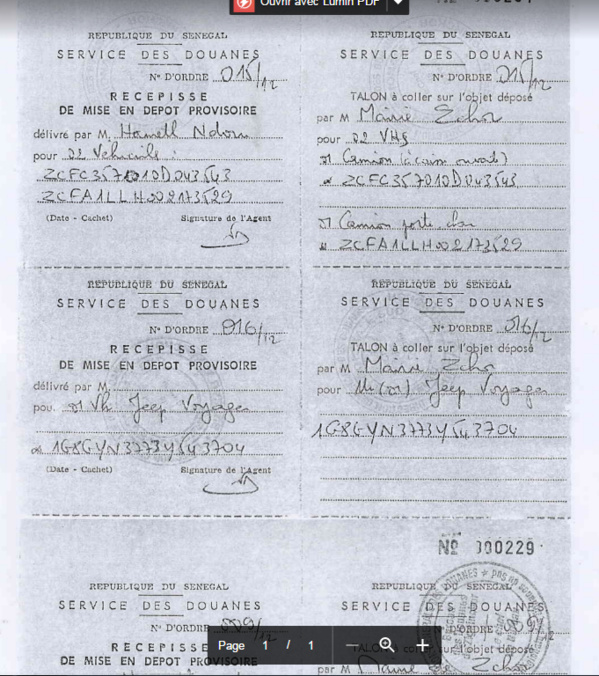  Vente " illégale " du matériel de la mairie de Ziguinchor: ces documents qui mouillent la douane 