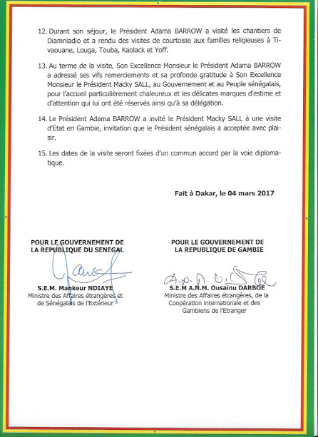 Accords: Adama Barrow a « vendu » la Gambie à Macky Sall 