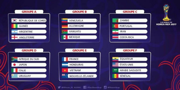 Coupe du monde U20 : le tirage au sort dévoilé Coupe du monde U20 : le tirage au sort dévoilé
