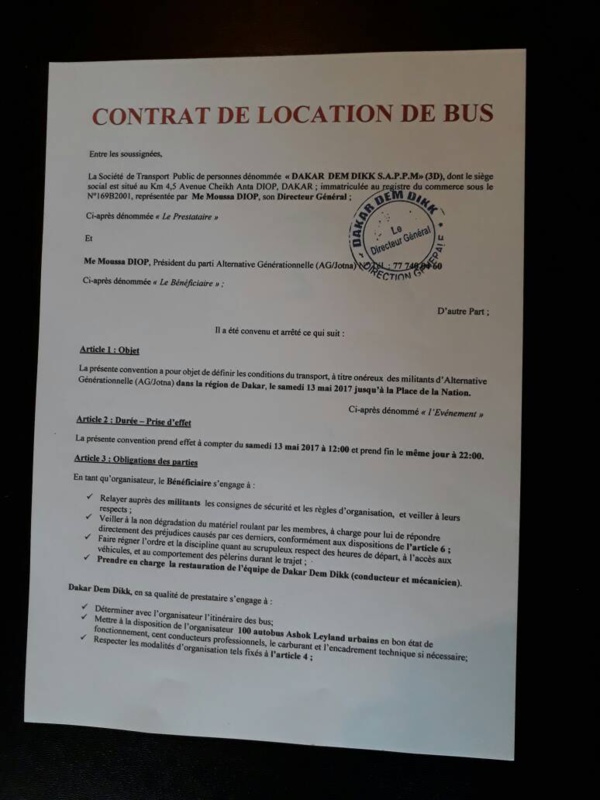 Bus de DDD: Me Moussa Diop dément avoir privé les usagers (Document) Bus de DDD: Me Moussa Diop dément avoir privé les usagers (Document)