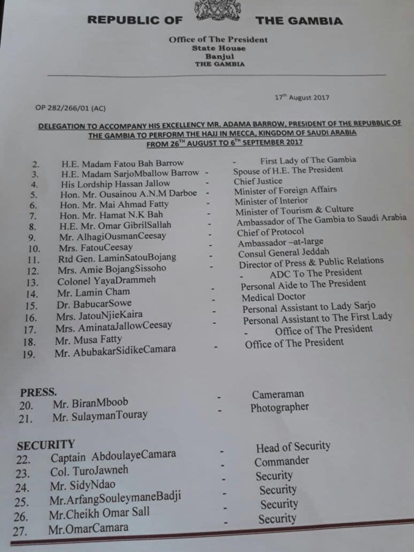 Gambie: la bamboula au sommet de l'Etat, heurte les gambiens( Documents) Gambie: la bamboula au sommet de l'Etat, heurte les gambiens( Documents)