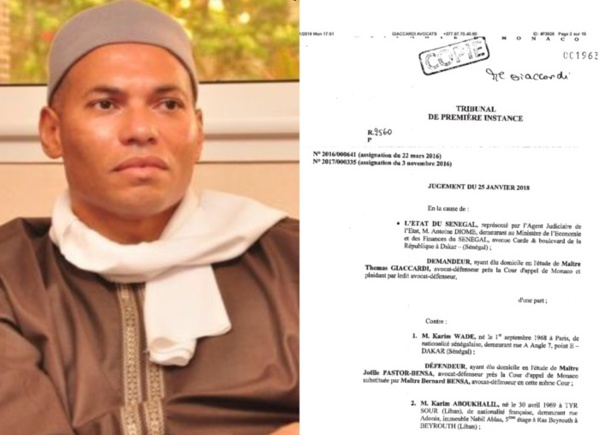 Comptes de Monaco : Karim Wade et Cie déboutés (DOCUMENTS) Comptes de Monaco : Karim Wade et Cie déboutés (DOCUMENTS)