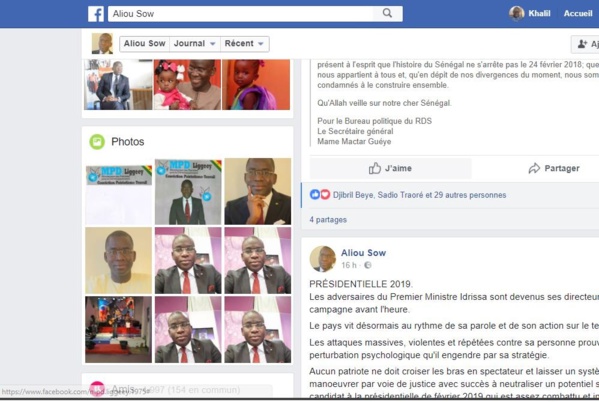 Aliou Sow se rebelle: «Aucun patriote ne doit laisser un système manœuvrer par voie de justice avec succès à neutraliser un potentiel sérieux candidat... »