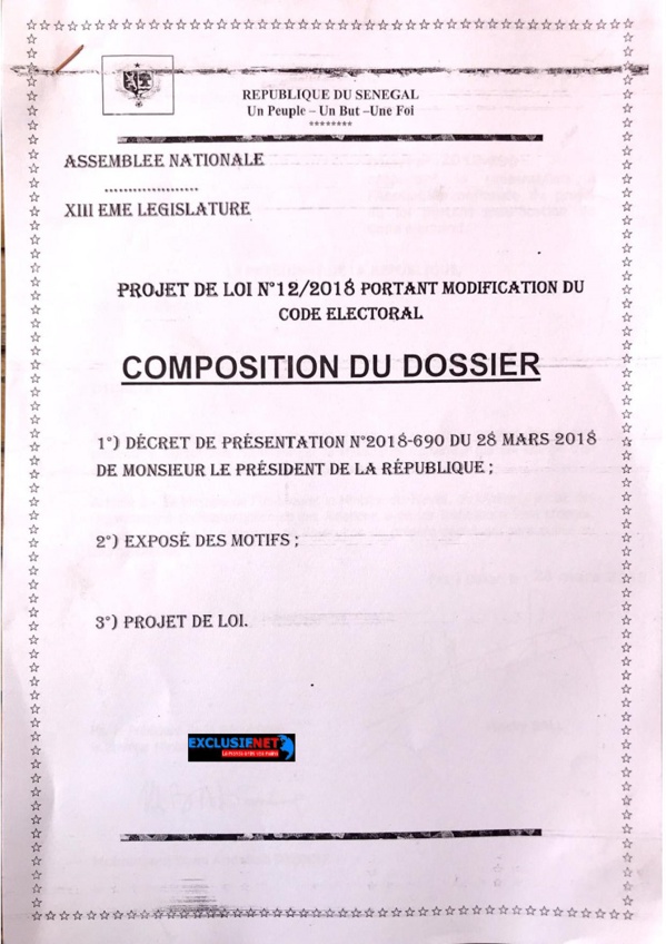 L'intégralité du projet de loi instaurant le parrainage