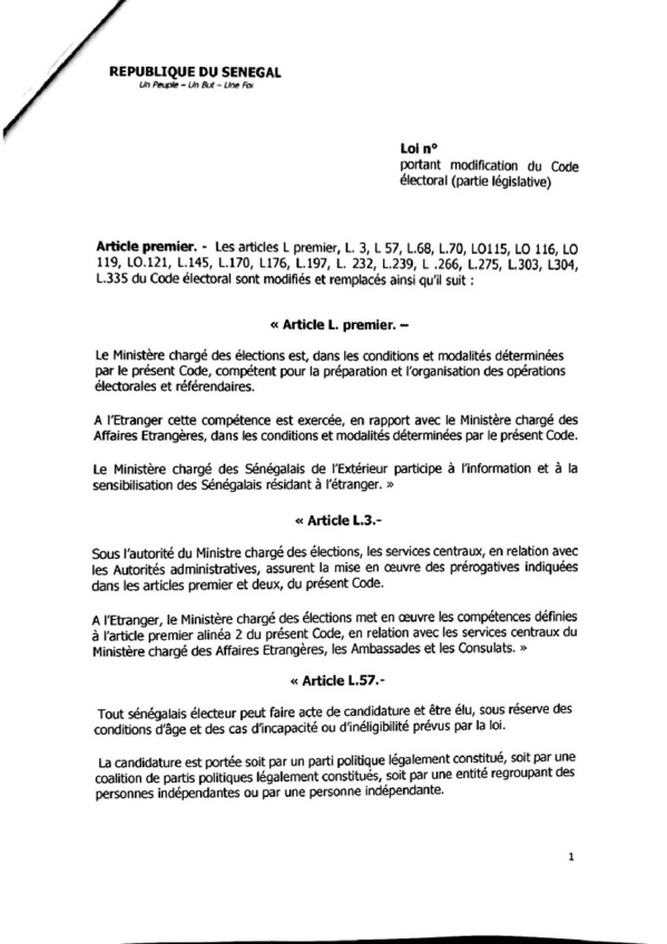 L'intégralité du projet de loi instaurant le parrainage