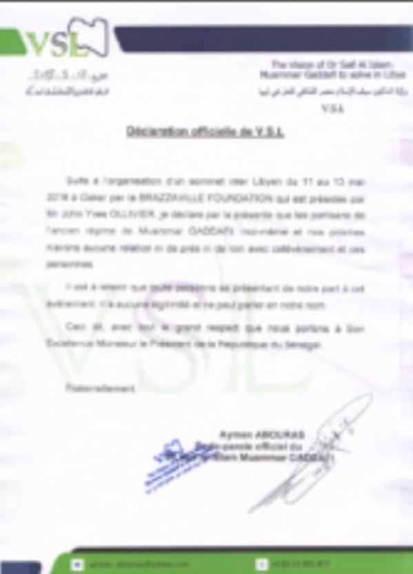 Sommet inter-libyen à Dakar : le fils de Kadhafi se démarque Sommet inter-libyen à Dakar : le fils de Kadhafi se démarque