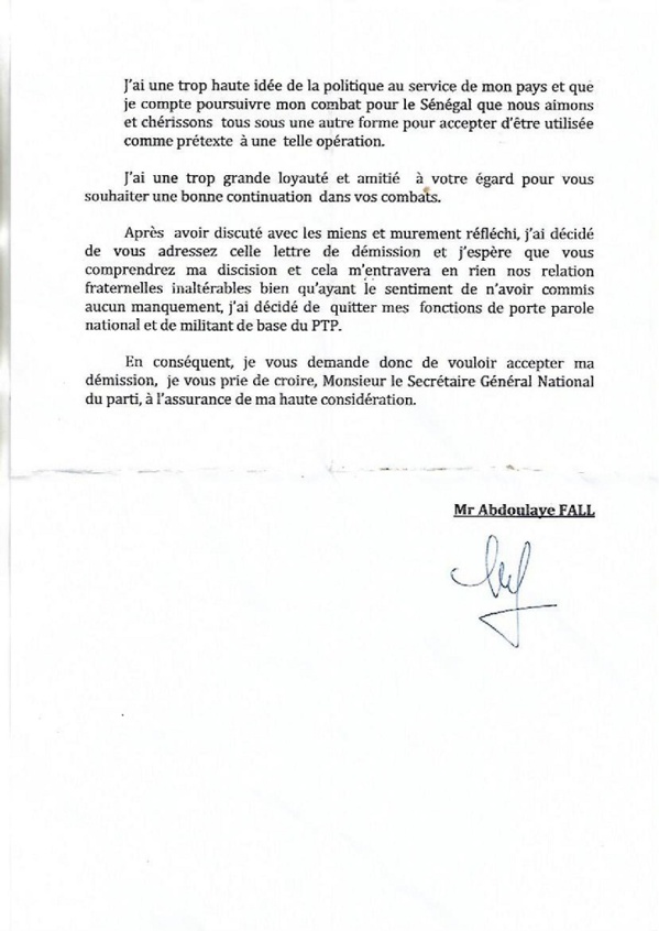 La saignée chez Diouf, l'avocat perd son porte parole (Document) La saignée chez Diouf, l'avocat perd son porte parole (Document)