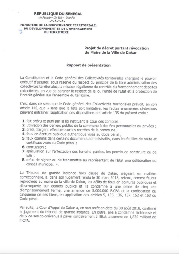 URGENT: Macky chasse Khalifa Sall de la mairie de Dakar (Documents) URGENT: Macky chasse Khalifa Sall de la mairie de Dakar (Documents)