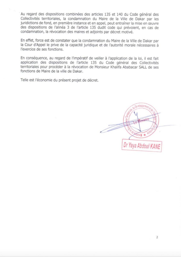 URGENT: Macky chasse Khalifa Sall de la mairie de Dakar (Documents) URGENT: Macky chasse Khalifa Sall de la mairie de Dakar (Documents)