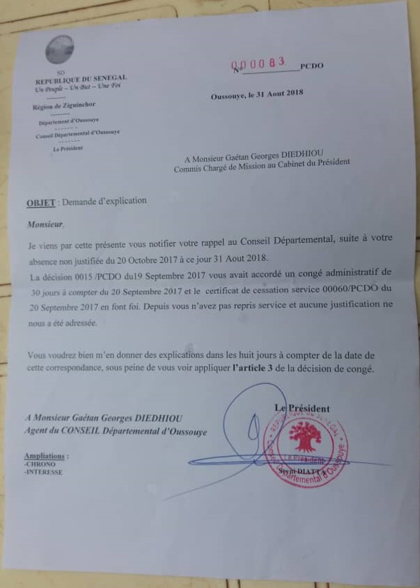 Conseil départemental d'Oussouye : menaces de licenciements pour des agents qui ont refusé de transhumer vers l'APR Conseil départemental d'Oussouye : menaces de licenciements pour des agents qui ont refusé de transhumer vers l'APR