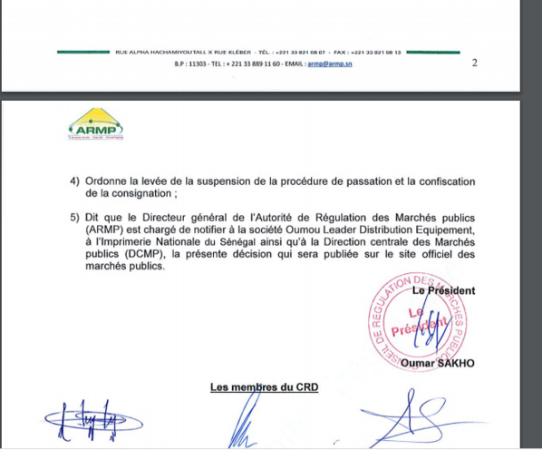 L’Armp freine encore Serigne Mbaye Thiam