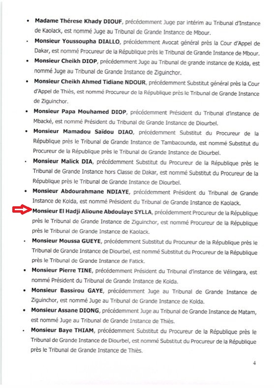 Abdoulaye Sylla n'est plus le procureur de Ziguinchor (Document)