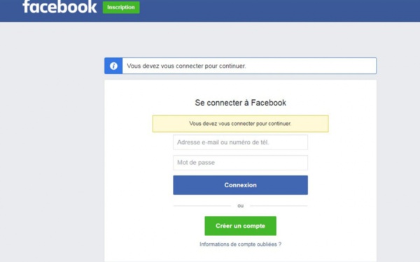 Des utilisateurs de Facebook empêchés de se connecter Des utilisateurs de Facebook empêchés de se connecter