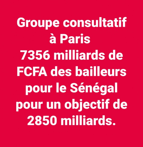 Groupe consultatif: Le Sénégal obtient plus de 2,5 fois ce qu’il recherchait Groupe consultatif: Le Sénégal obtient plus de 2,5 fois ce qu’il recherchait