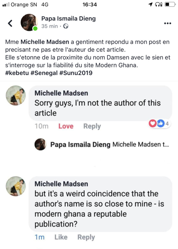 Coup de Tonnerre : la journaliste Michelle Madsen dément être l’auteure de  sur Sonko et Tullow Oil Coup de Tonnerre : la journaliste Michelle Madsen dément être l’auteure de  sur Sonko et Tullow Oil