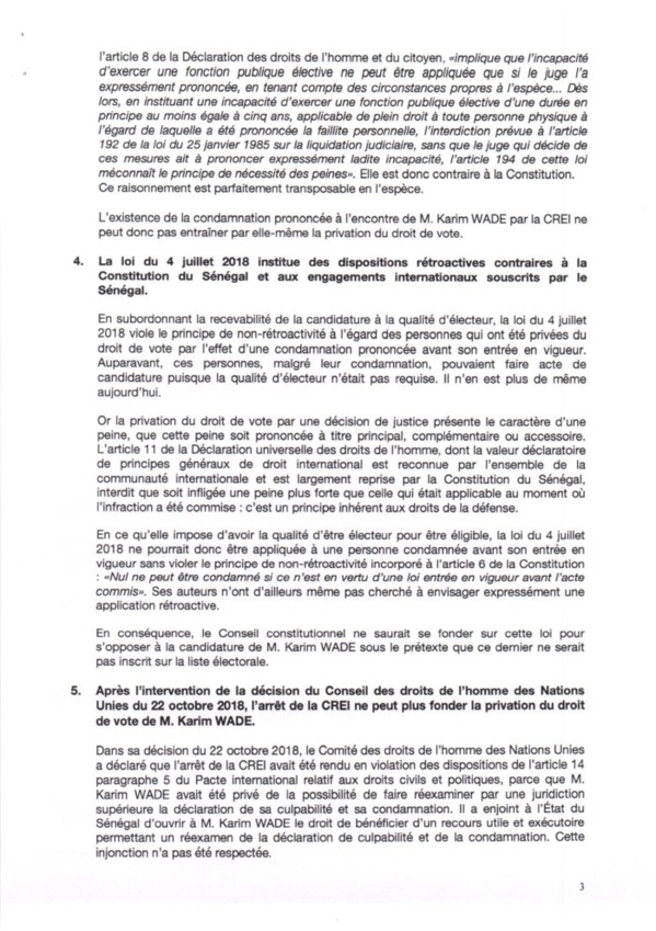 Candidature de Karim Wade: d’éminents juristes internationaux écrivent au Conseil constitutionnel Candidature de Karim Wade: d’éminents juristes internationaux écrivent au Conseil constitutionnel