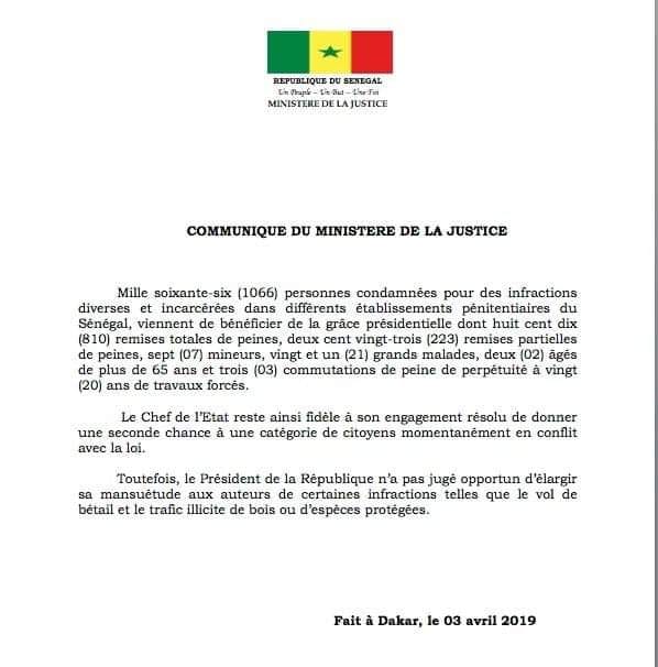 Macky Sall vient de gracier 1066 personnes 