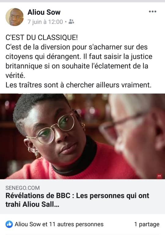 Aliou Sow : «Il faut saisir la justice Britannique si on souhaite l’éclatement de la vérité... »