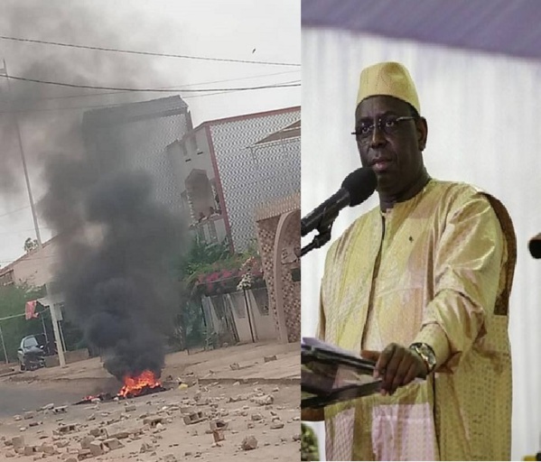 Fatick : Des manifestants brûlent des pneus devant le domicile du président Macky Sall