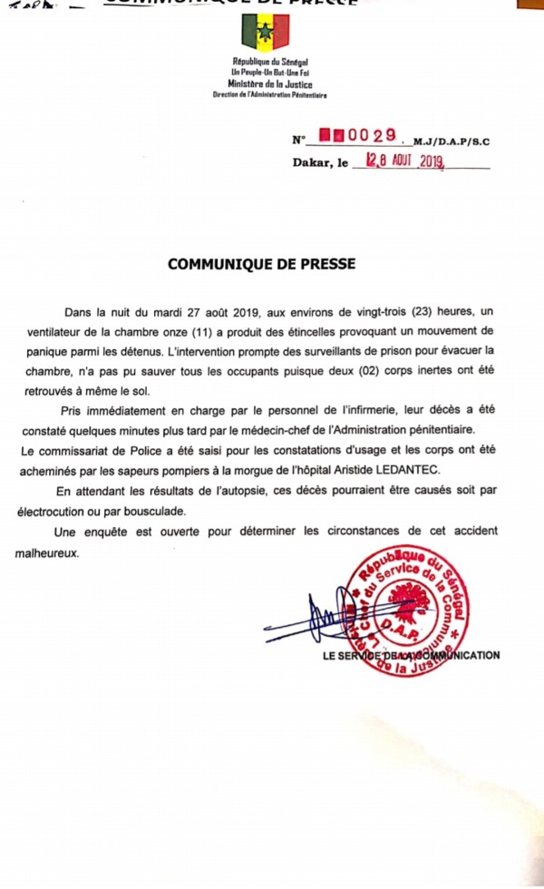 Morts de deux détenus à Rebeuss: L’autopsie dément l'administration pénitentiaire 