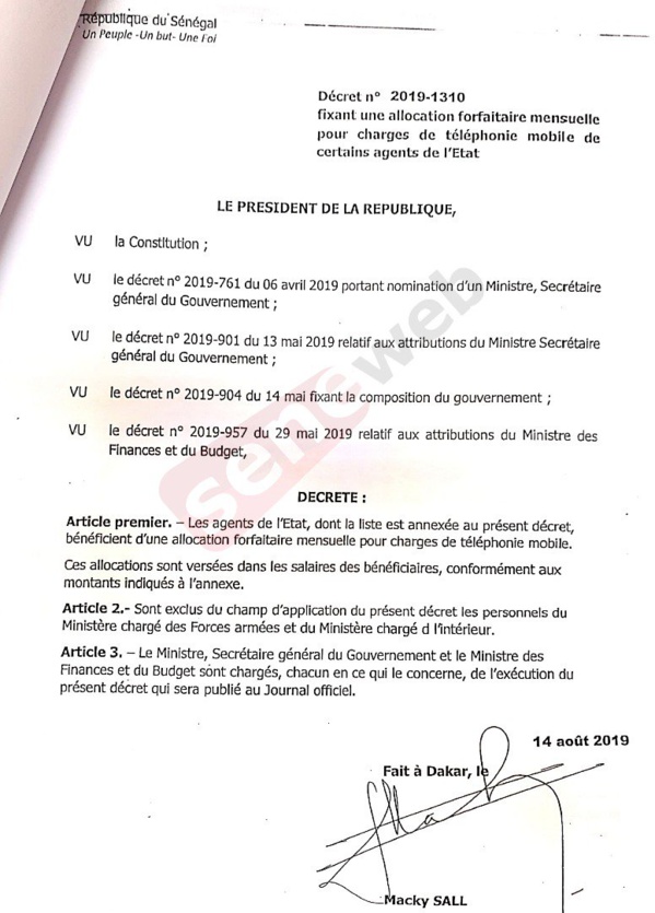 [DOCUMENTS] Facture téléphonique : Révélations sur les nouvelles mesures de Macky
