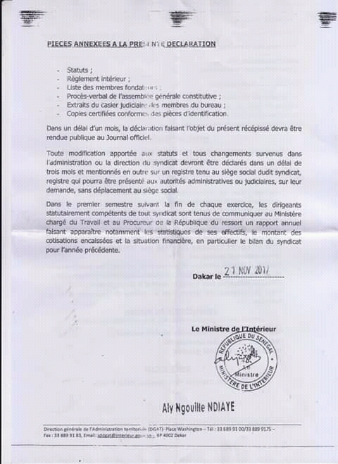 Secrétariat général du CUSEMS/A: Dame Mbodj viré (Documents)
