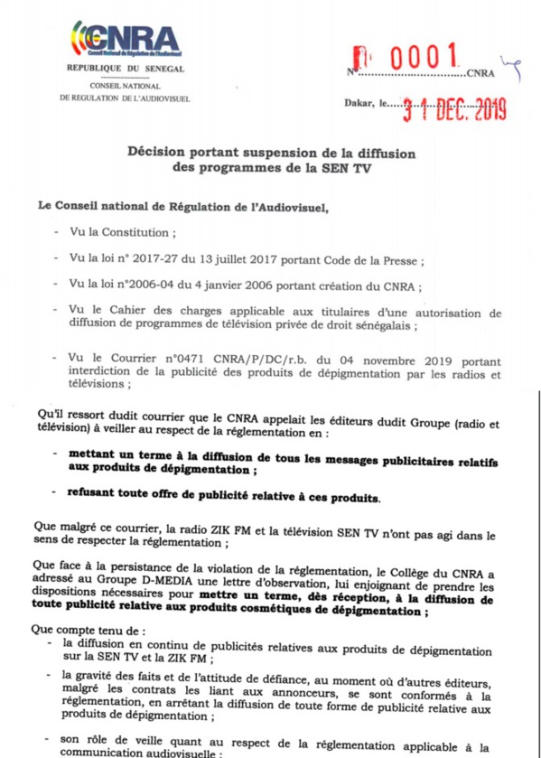 Dernière minute: Les programmes de la SEN TV suspendus Dernière minute: Les programmes de la SEN TV suspendus