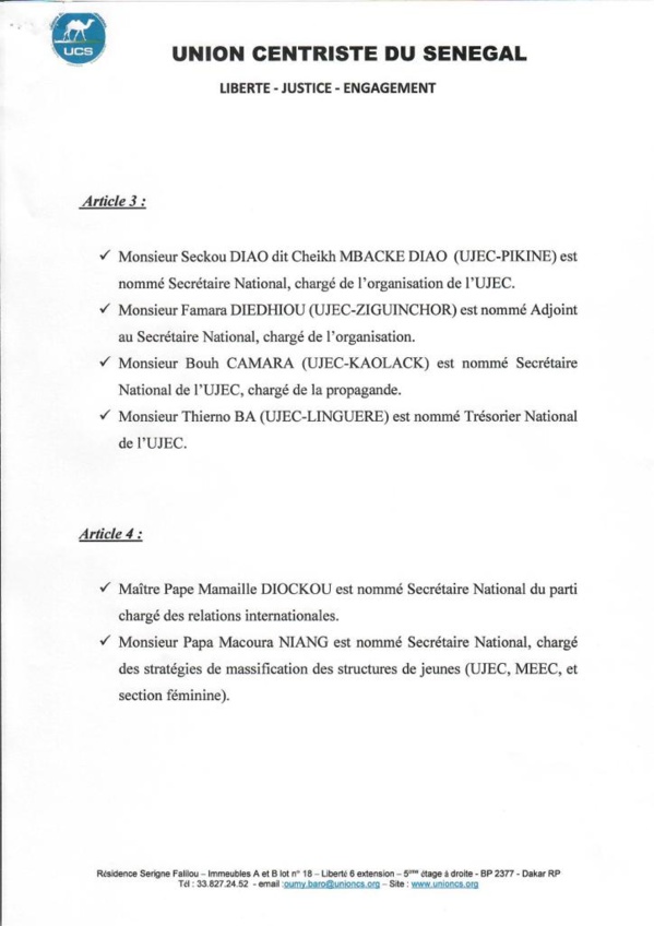 Le président Abdoulaye Baldé remanie son parti (Documents) Le président Abdoulaye Baldé remanie son parti (Documents)