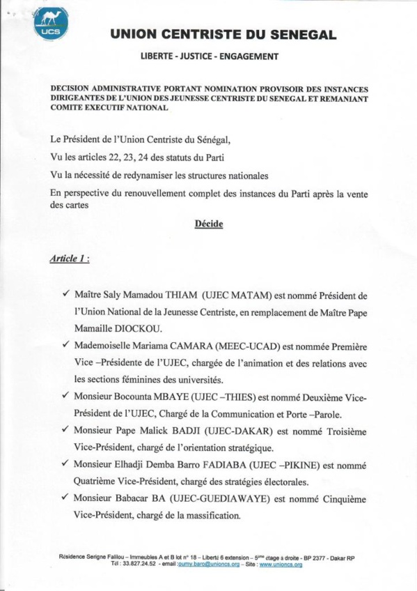 Le président Abdoulaye Baldé remanie son parti (Documents)