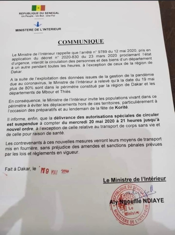 Interdiction de circuler: Aly Ngouille Ndiaye change de boubou...