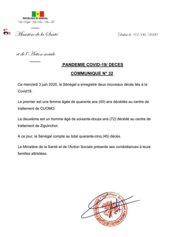 Deux nouveaux décès liés au Covid-19: Un à Ziguinchor et un autre à...