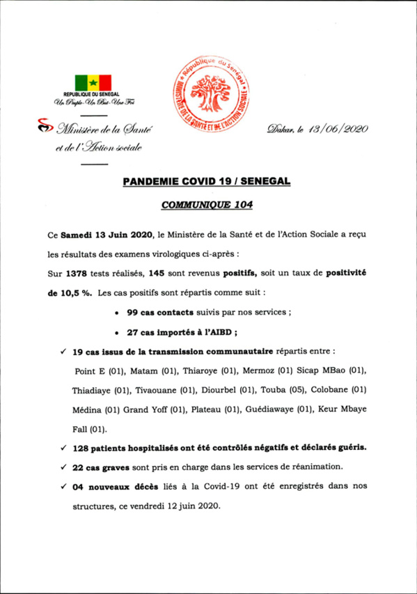 Coronavirus: 4 morts au Sénégal en 24 heures 