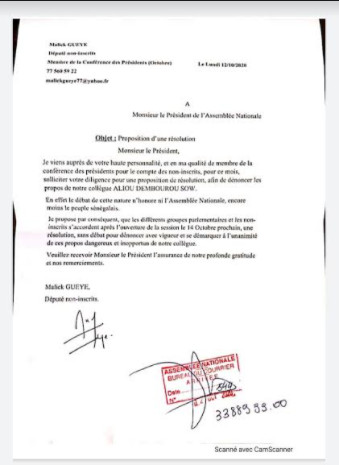 Affaire Aliou Dembourou Sow : Un député saisit Moustapha Niasse pour…