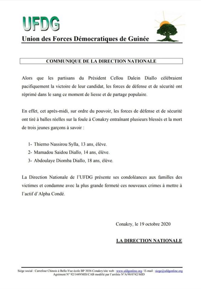 Présidentielle en Guinée: heurts à Conakry, trois morts Présidentielle en Guinée: heurts à Conakry, trois morts