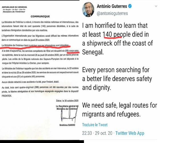 Décès de 140 migrants: Macky tente de démentir le SG de l'ONU Décès de 140 migrants: Macky tente de démentir le SG de l'ONU