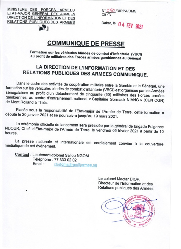 50 militaires Gambiens en formation à Thies 50 militaires Gambiens en formation à Thies