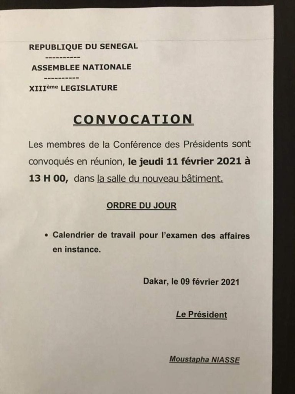 Exclusif: les députés convoqués par Niasse jeudi
