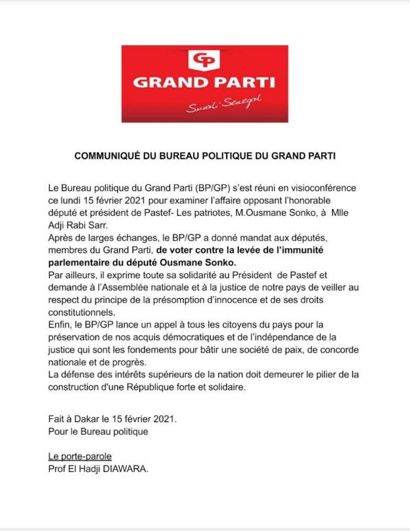 Levée de l’immunité parlementaire de Sonko: Le parti Malick Gackou s'oppose Levée de l’immunité parlementaire de Sonko: Le parti Malick Gackou s'oppose
