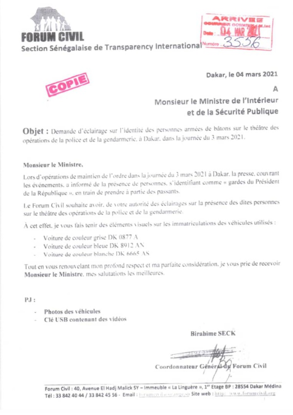 Les miliciens Apéristes risquent gros: Le forum civil a déposé une lettre auprès de...