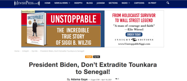 Extradition de Tounkara: le puissant média juif, "The Jewish Press" demande à Biden de s’y opposer