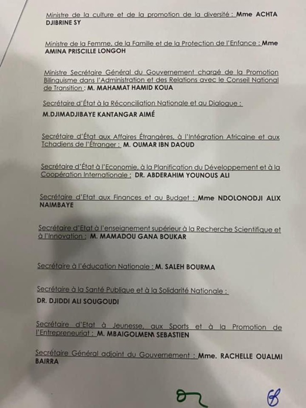 Nouveau gouvernement au Tchad: La junte publie une liste de 40 ministres Nouveau gouvernement au Tchad: La junte publie une liste de 40 ministres