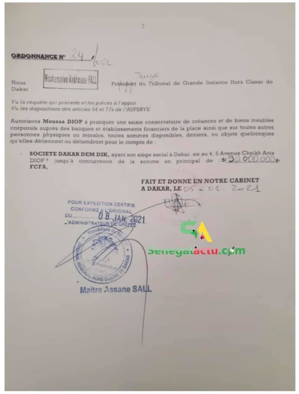 ME Moussa Diop à son successeur : «Lorsqu'on est vraiment garçon, on ne se cache pas derrière l'argument de la fausse incompétence d'un tribunal »