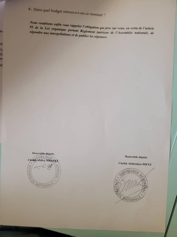 Avion présidentiel : La correspondance des députés ! Avion présidentiel : La correspondance des députés !