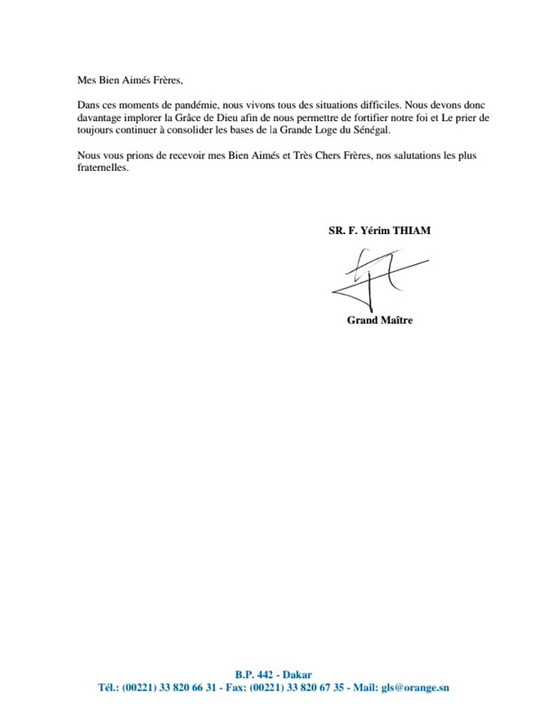Les francs-maçons en conclave à Dakar ce samedi (Documents) Les francs-maçons en conclave à Dakar ce samedi (Documents)