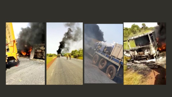 Mali: les images des camionneurs sénégalais qui ont essuyé une attaque terroriste Mali: les images des camionneurs sénégalais qui ont essuyé une attaque terroriste