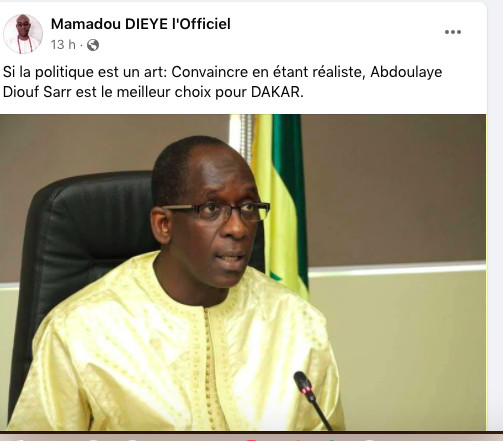 Locales 2022 à Dakar:  Mamadou Dieye porte son choix sur...