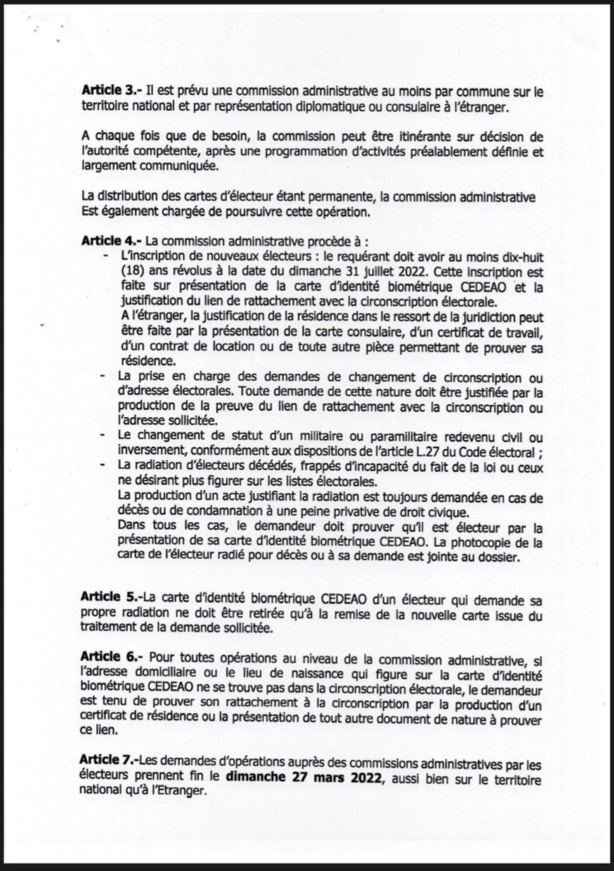 Révision exceptionnelle des listes électorales du 7 au 31 mars 2022 (Documents) Révision exceptionnelle des listes électorales du 7 au 31 mars 2022 (Documents)