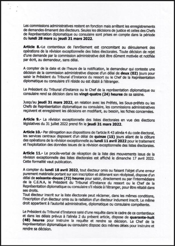 Révision exceptionnelle des listes électorales du 7 au 31 mars 2022 (Documents) Révision exceptionnelle des listes électorales du 7 au 31 mars 2022 (Documents)