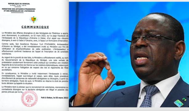 Recrutement de citoyens sénégalais pour combattre en Ukraine : La réaction du gouvernement de Macky Recrutement de citoyens sénégalais pour combattre en Ukraine : La réaction du gouvernement de Macky